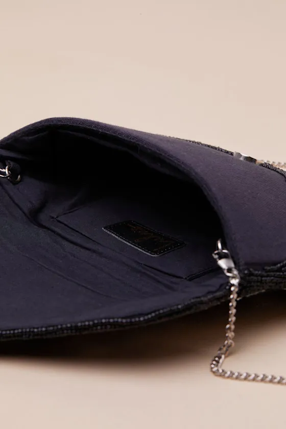 Shiny Exquisiteness Black and Silver Beaded Leaf Clutch sold by Lulus product image thumbnail 4