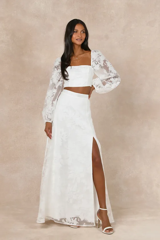Outstanding Perfection White Floral Burnout Two-Piece Maxi Dress sold by Lulus product image thumbnail 2