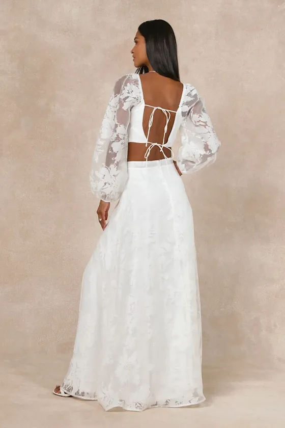Outstanding Perfection White Floral Burnout Two-Piece Maxi Dress sold by Lulus product image thumbnail 3