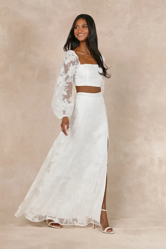 Outstanding Perfection White Floral Burnout Two-Piece Maxi Dress sold by Lulus product image thumbnail 4