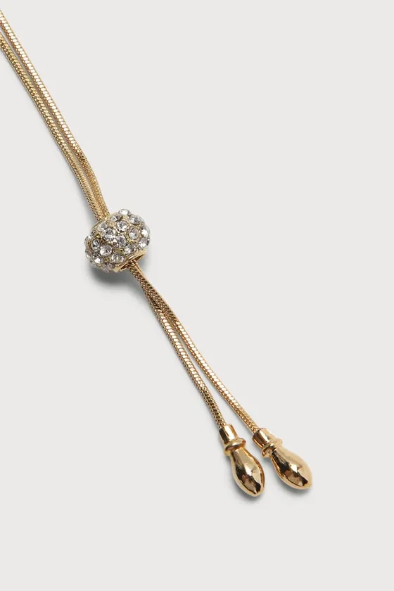 Round Up the Romance Gold Rhinestone Lariat Necklace sold by Lulus product image thumbnail 2