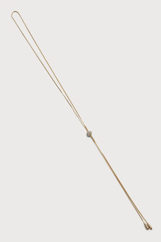 Round Up the Romance Gold Rhinestone Lariat Necklace sold by Lulus product image thumbnail 3