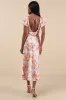 Ryland Cream Multi Floral Satin Flutter Sleeve Midi Dress sold by Lulus