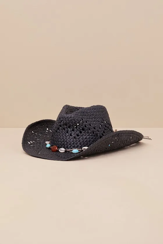 Whimsically Western Black Woven Beaded Cowboy Hat sold by Lulus product image thumbnail 2