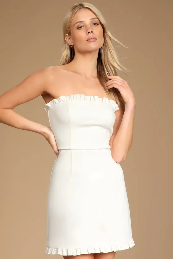 Little Lovely Ivory Strapless Mini Dress sold by Lulus