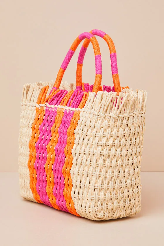 Sicily Natural Multi Striped Woven Straw Mini Tote Bag sold by Lulus product image thumbnail 3