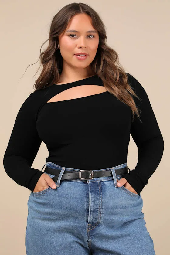 Flirty Little Secret Black Ribbed Cutout Long Sleeve Top sold by Lulus product image thumbnail 3