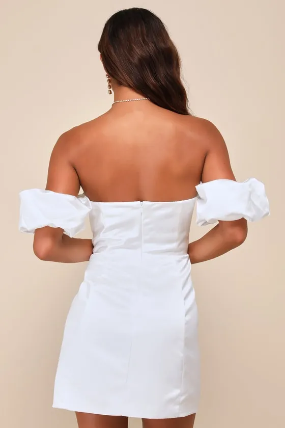 Significant Sensation White Satin Off-the-Shoulder Mini Dress sold by Lulus product image thumbnail 2