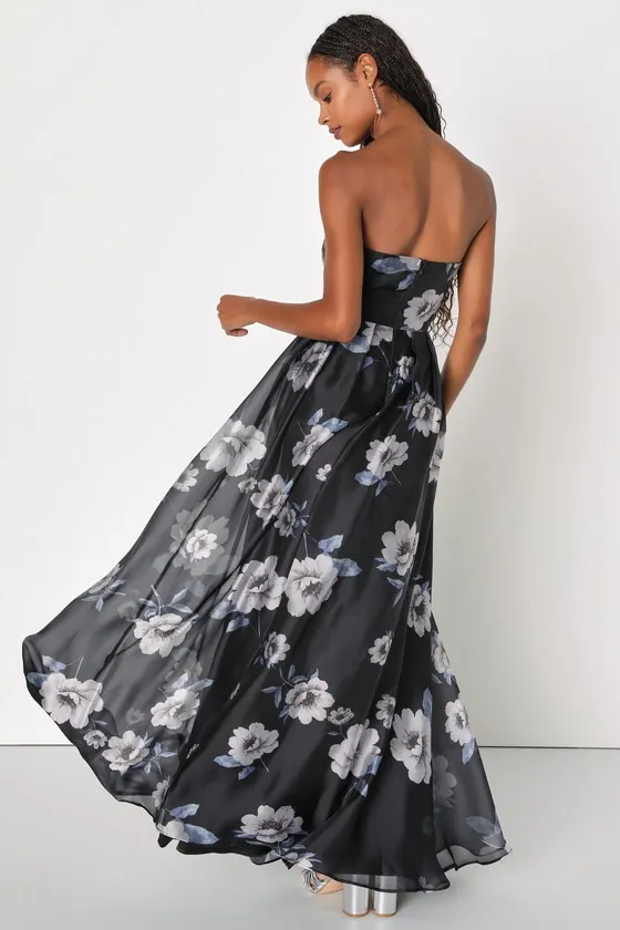 Regal Status Black Floral Print Strapless Maxi Dress sold by Lulus product image thumbnail 2