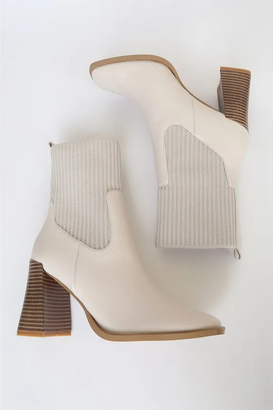 Naynee Bone Square Toe Mid-Calf Boots sold by Lulus product image thumbnail 4