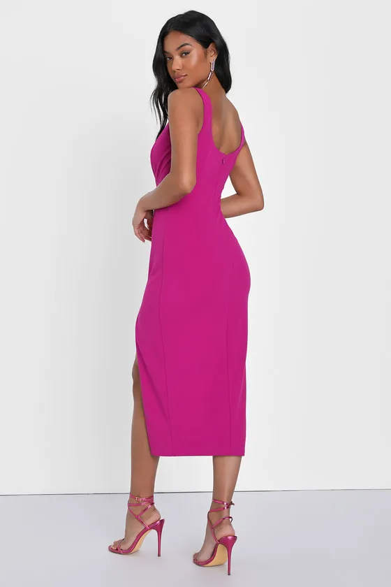 Fabulous Desires Magenta Scalloped Bodycon Midi Dress sold by Lulus product image thumbnail 4