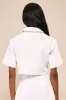 Undoubtedly Posh Cream Twill Pearl Cropped Shirt Jacket sold by Lulus