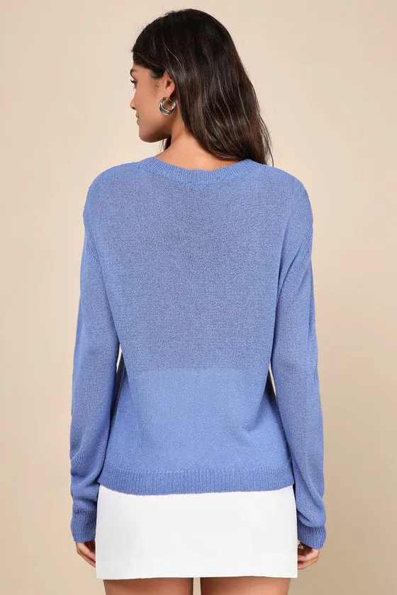 Clean Aesthetic Blue Long Sleeve Sweater Top sold by Lulus product image thumbnail 3