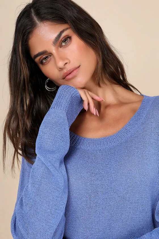 Clean Aesthetic Blue Long Sleeve Sweater Top sold by Lulus product image thumbnail 4
