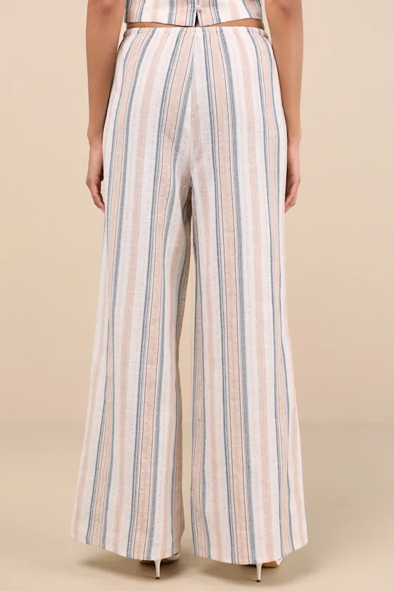 Raylon White Multi Striped Wide-Leg Pants sold by Lulus product image thumbnail 3
