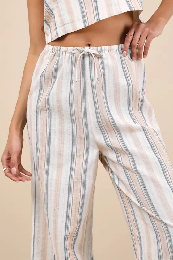 Raylon White Multi Striped Wide-Leg Pants sold by Lulus product image thumbnail 4