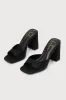 Preslie Black Satin High Heel Slide Sandals sold by Lulus