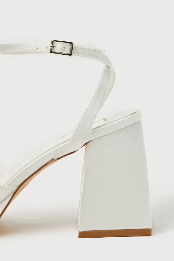 Shirine Ivory Satin Platform Ankle Strap Heels sold by Lulus product image thumbnail 4