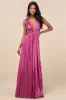 Shining Luxury Magenta Metallic Lurex Cutout Maxi Dress sold by Lulus