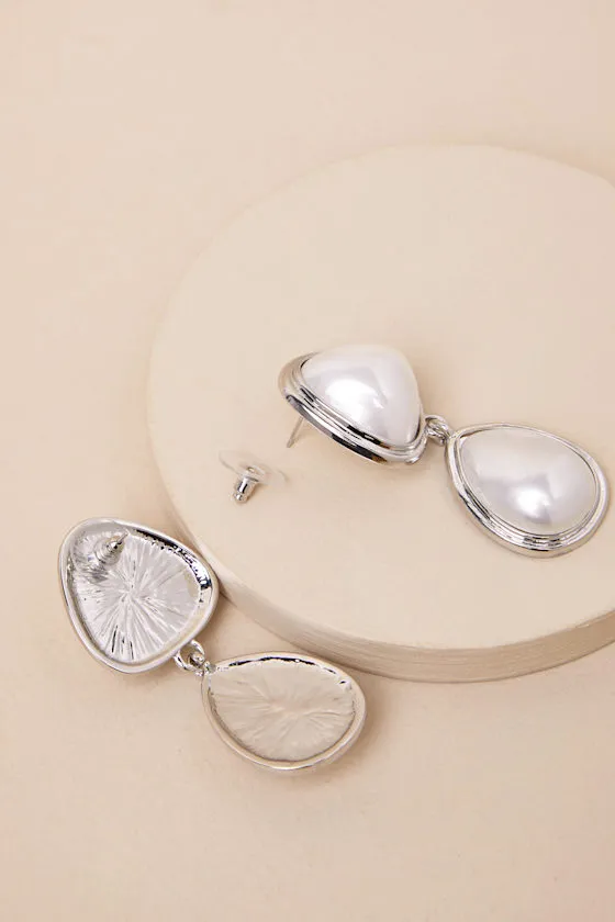Stella Silver Pearl Drop Earrings sold by Lulus product image thumbnail 3