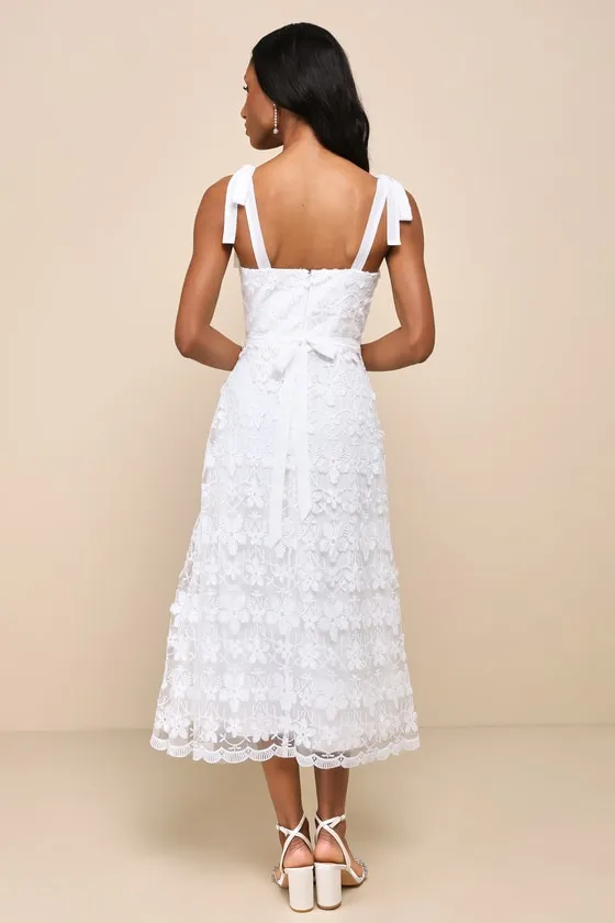 Striking Perfection White Embroidered Tie-Strap Midi Dress sold by Lulus product image thumbnail 3