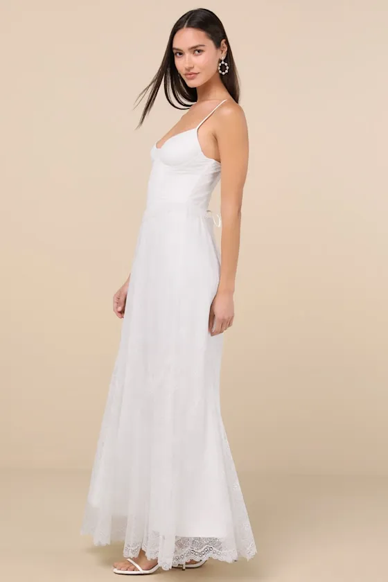 Bia White Lace Bustier Maxi Dress sold by Lulus product image thumbnail 3