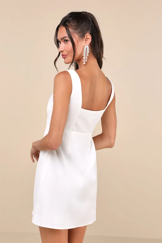 Truly the Cutest White Satin Square Neck Mini Dress sold by Lulus product image thumbnail 3