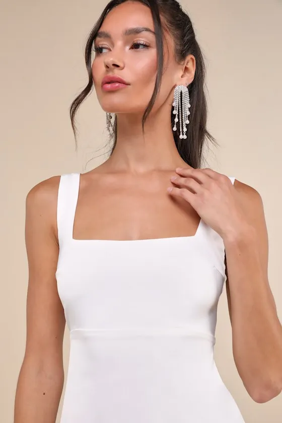 Truly the Cutest White Satin Square Neck Mini Dress sold by Lulus product image thumbnail 4