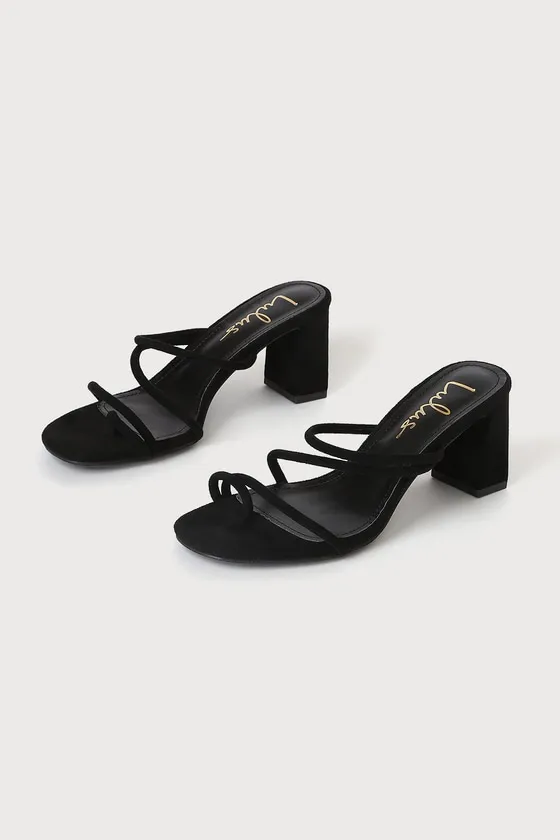 Kaylah Black Suede High Heel Sandals sold by Lulus product image thumbnail 2
