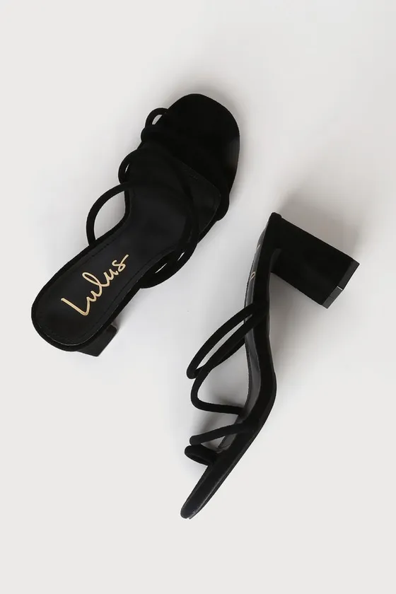 Kaylah Black Suede High Heel Sandals sold by Lulus product image thumbnail 3