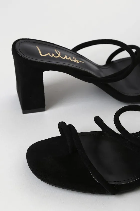 Kaylah Black Suede High Heel Sandals sold by Lulus product image thumbnail 4