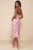 Unique Impression Pink 3D Floral Embroidered Halter Midi Dress sold by Lulus