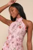Unique Impression Pink 3D Floral Embroidered Halter Midi Dress sold by Lulus