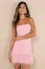 Fabulous Delight Light Pink Strapless Bustier Feather Mini Dress sold by Lulus