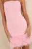 Fabulous Delight Light Pink Strapless Bustier Feather Mini Dress sold by Lulus