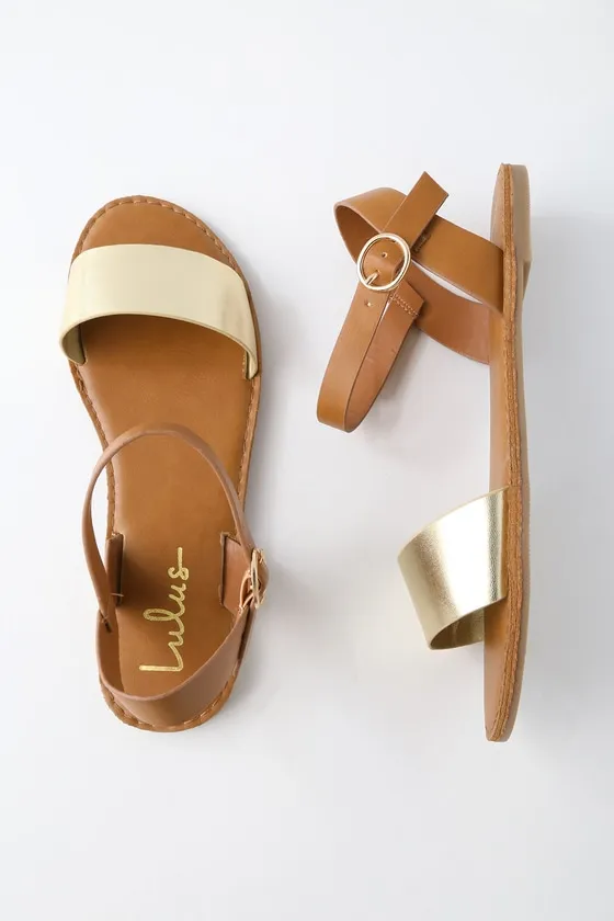 Hearts and Hashtags Gold Flat Sandals sold by Lulus product image thumbnail 4