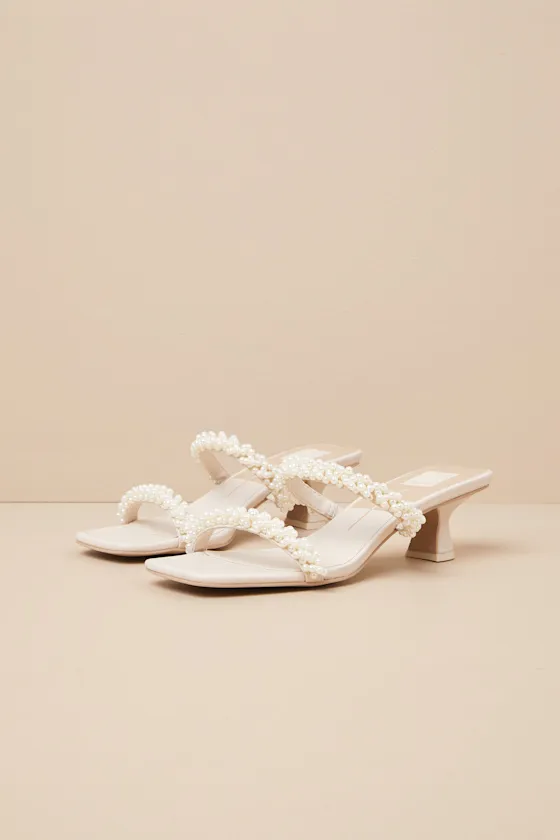 Boni Vanilla Pearl High Heel Slide Sandals sold by Lulus