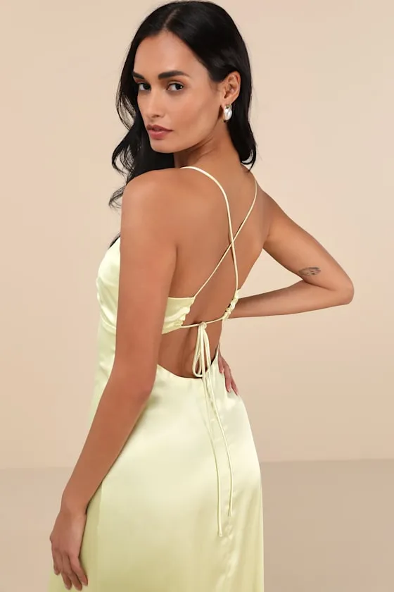 Stunning Example Light Yellow Satin Backless Maxi Dress sold by Lulus product image thumbnail 4