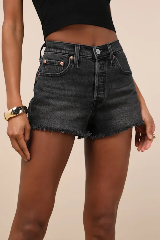 501 Washed Black High-Rise Denim Cutoff Shorts sold by Lulus product image thumbnail 3