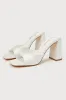 Preslie White Satin High Heel Slide Sandals sold by Lulus