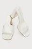 Preslie White Satin High Heel Slide Sandals sold by Lulus