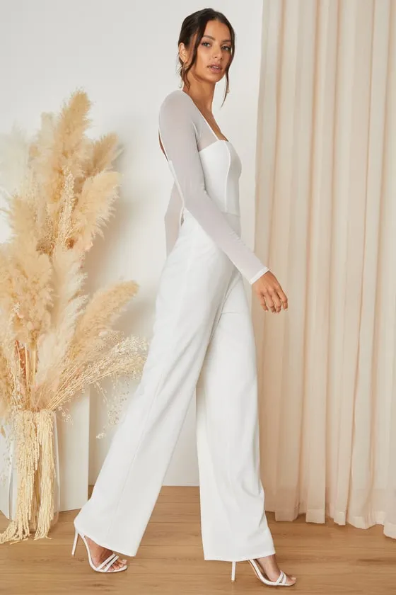 Lovingly Yours White Mesh Long Sleeve Jumpsuit sold by Lulus