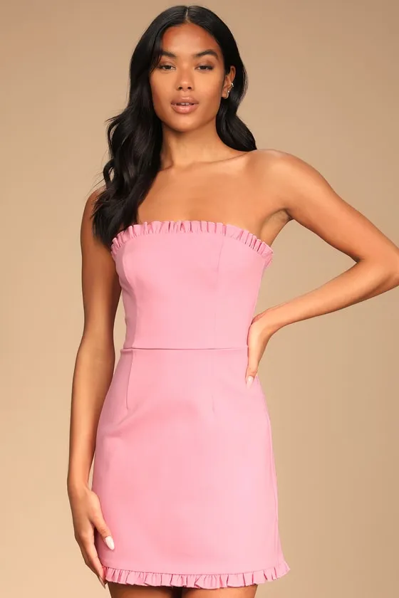 Little Lovely Light Pink Strapless Mini Dress sold by Lulus