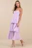 Cascading Crush Lavender Tiered Bustier Midi Dress sold by Lulus