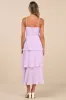 Cascading Crush Lavender Tiered Bustier Midi Dress sold by Lulus