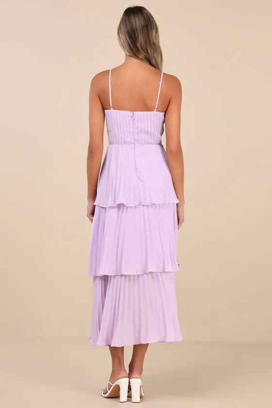 Cascading Crush Lavender Tiered Bustier Midi Dress sold by Lulus product image thumbnail 3