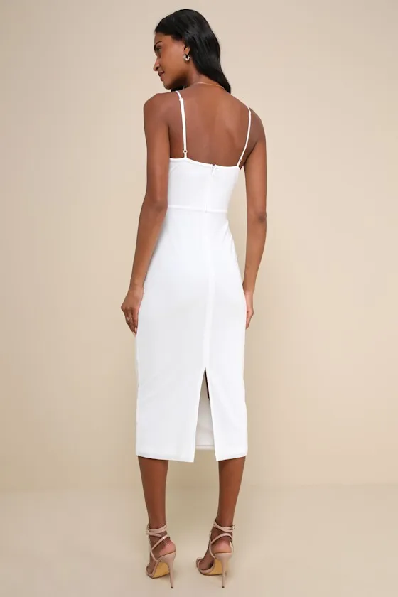 Uniquely Sophisticated White Bodycon Bustier Midi Dress sold by Lulus product image thumbnail 3