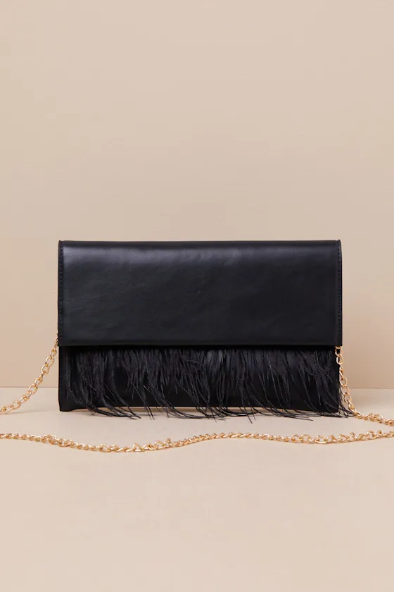 Notorious Marvel Black Vegan Leather Feather Clutch sold by Lulus product image thumbnail 2