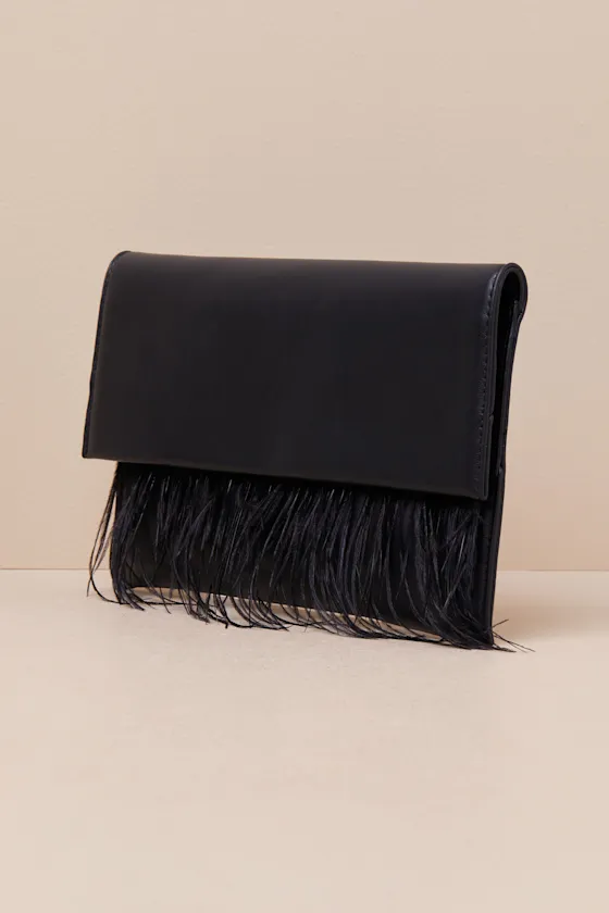 Notorious Marvel Black Vegan Leather Feather Clutch sold by Lulus product image thumbnail 3