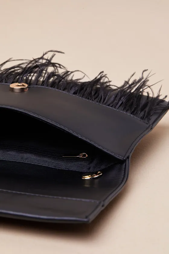 Notorious Marvel Black Vegan Leather Feather Clutch sold by Lulus product image thumbnail 4